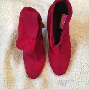 Catherine High Heel Sock Boot in red faux suede